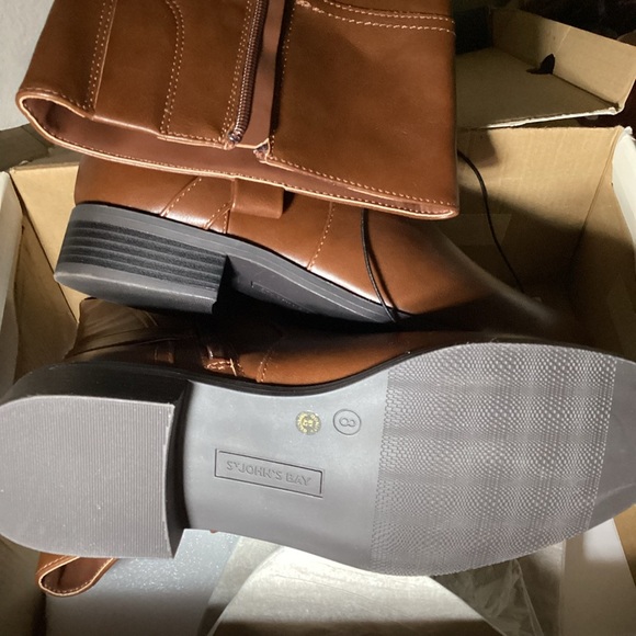 ST. JOHNS BAY BRAND WOMEN'S BROWN HIGH ZIP RIDING BOOTS SIZE 8 - Picture 4 of 6